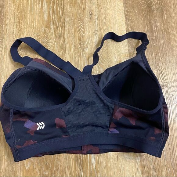 All in motion zip front high impact sports bra blue purple water color 36D - Picture 7 of 7